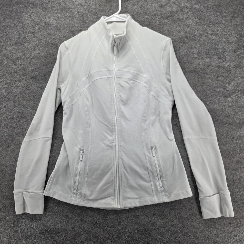Lululemon Jacket Womens 10 Gray Basic Jacket Full Zip Zipped Pockets Thumbholes